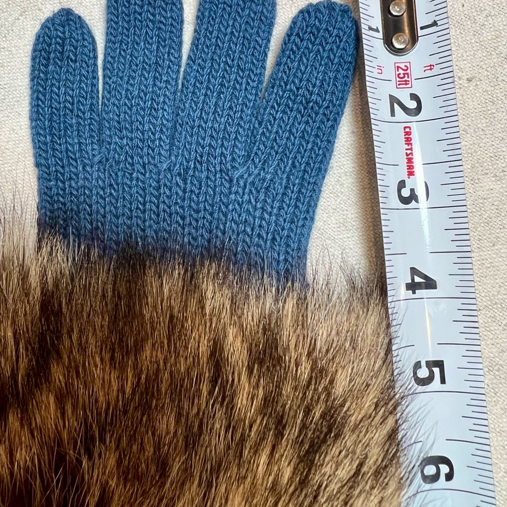 Moncler Wool, Cashmere, Marmot Fur Gloves Made in Italy Blue Grey NWT - Picture 11 of 14
